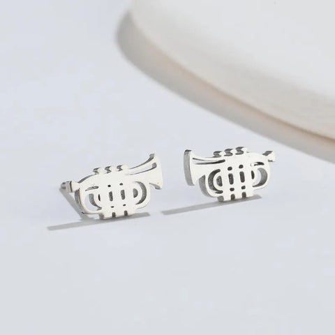  Blu Spot Inc. Stainless Steel Trumpet Earrings (Silver)