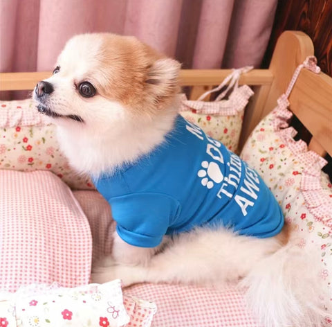  Blu Spot Inc. Pet "My Dog Thinks I'm Awesome" Statement Blue T-Shirt (Large)