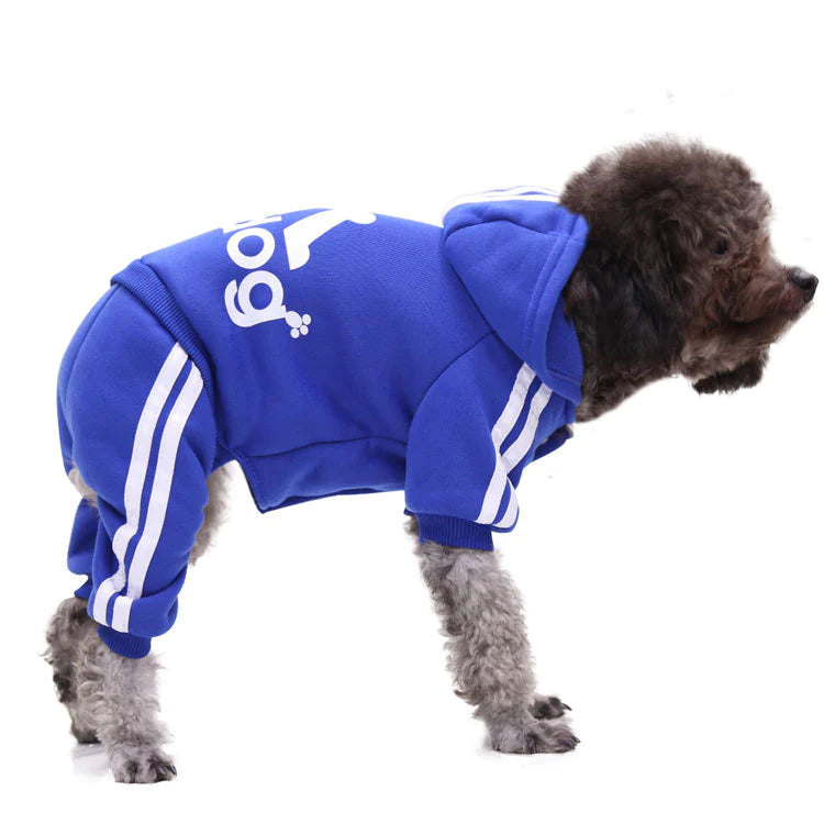 Pet Adidog Tracksuit Hoodie Set (Blue)***Please take your pet MEASUREMENTS before buying and compare to Chart in Images included to choose the correct size*** Blu Spot Inc.