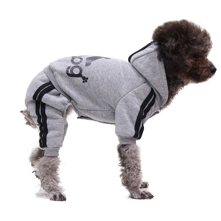 Pet Adidog Tracksuit Hoodie Set (Gray)***Please take your pet MEASUREMENTS before buying and compare to Chart in Images included to choose the correct size***