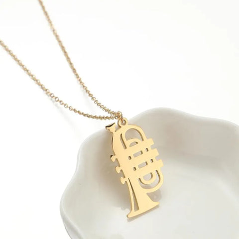  Blu Spot Inc. Stainless Steel Trumpet Necklace (Gold)