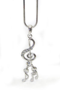 G-Clef & Notes White Gold-Plated Necklace Blu Spot Inc.
