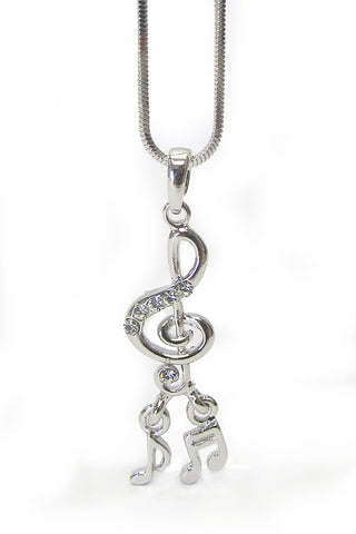  Blu Spot Inc. G-Clef & Notes White Gold-Plated Necklace