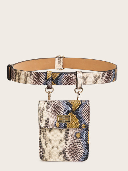 Faux Leather Snake Skin Texture Belt Bag Blu Spot Inc.