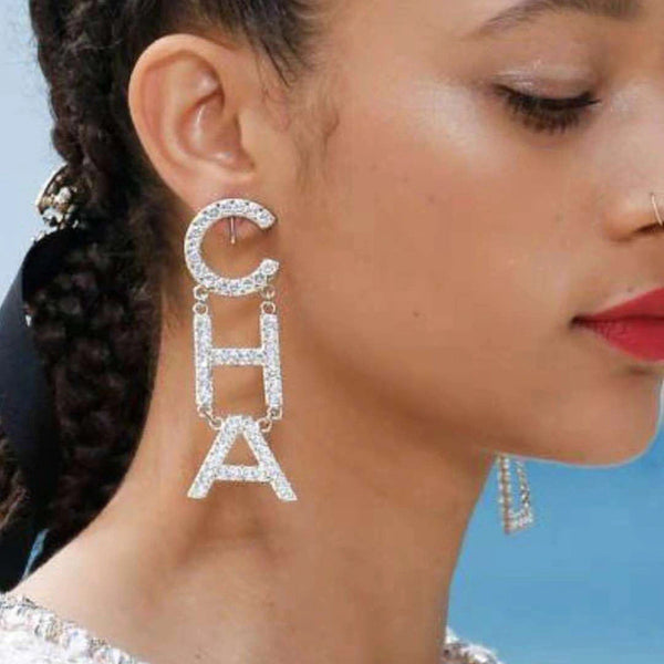 C-N Crystals Golden Earrings Blu Spot Inc.