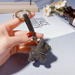 Gray Crystals Dog Fluffy Heart Keychain Bundle Blu Spot Inc.