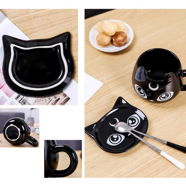 Moon Cat Ceramic Mug, Tray & Spoon Set (3-pieces) Blu Spot Inc.
