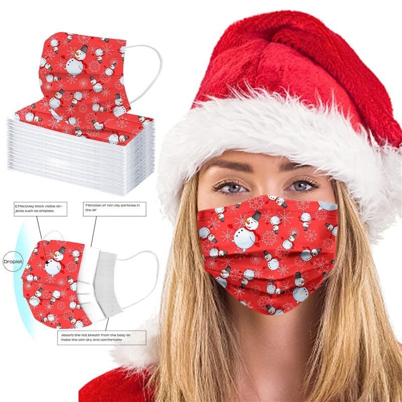 Christmas Snowman Disposable Face Cover (10 Pack) Blu Spot Inc.