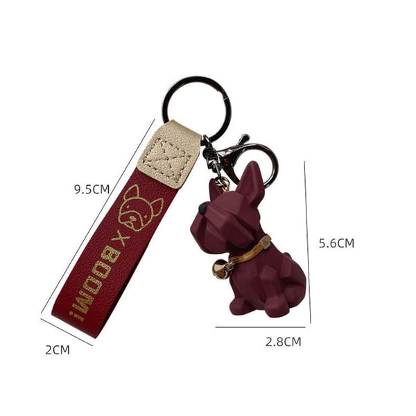 Cartoon Burgundy Bulldog Keychain Blu Spot Inc.