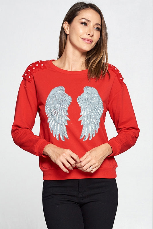 Angel Wings Printed Pullover