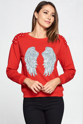  Blu Spot Inc. Angel Wings Printed Pullover