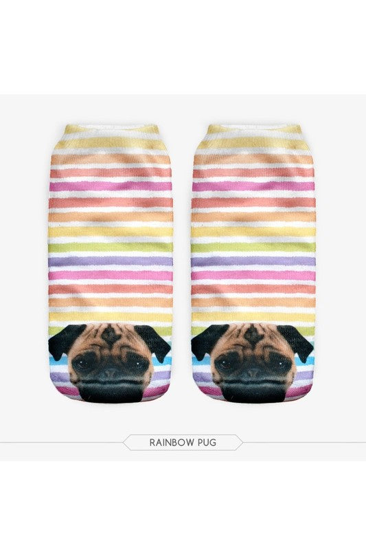 Rainbow Pug Ankle Socks Blu Spot Inc.