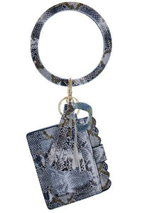 White Snake Skin Keychain Card Holder and No-Touch Key Blu Spot Inc.