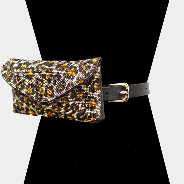 Leopard Rhinestones Belt Bag Blu Spot Inc.
