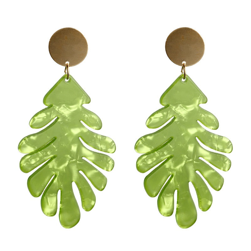 Green Magestic Leaves Earrings