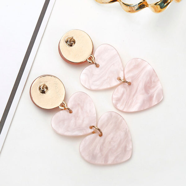 Pink Hearts Drop Earrings Blu Spot Inc.