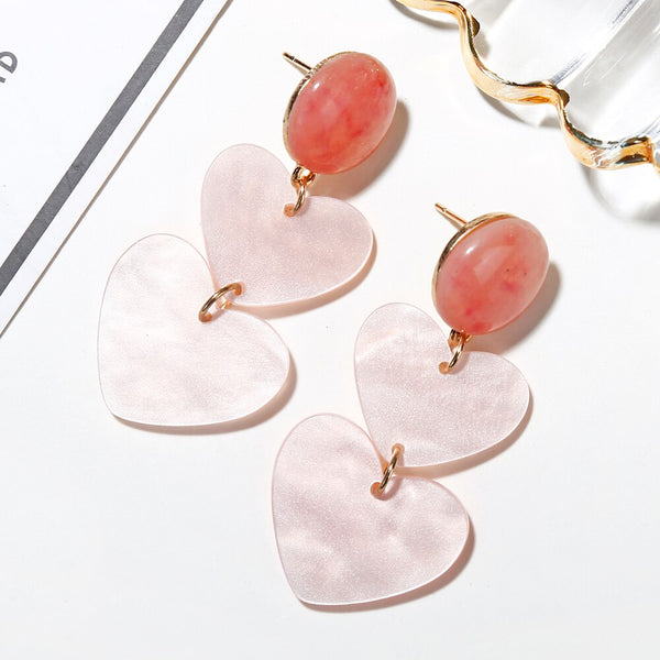 Pink Hearts Drop Earrings Blu Spot Inc.
