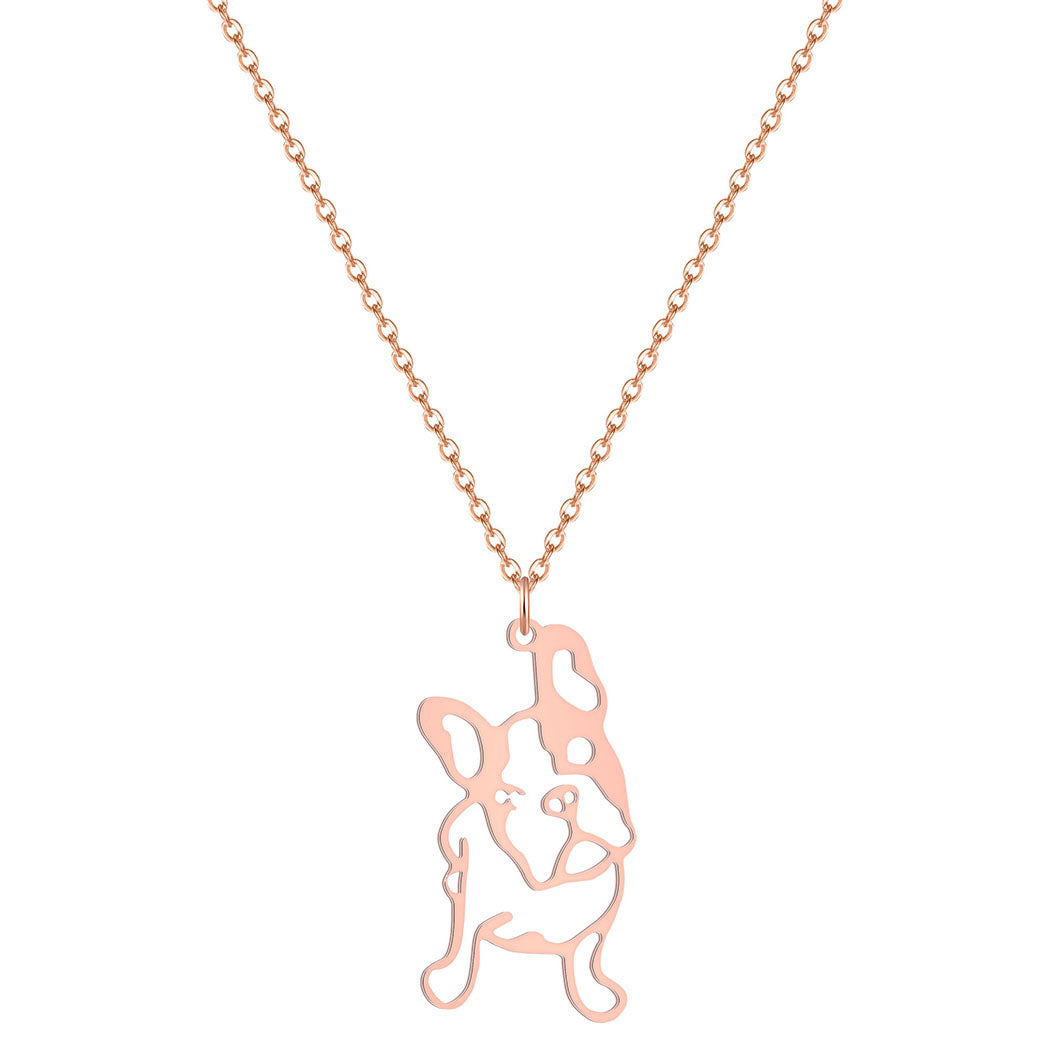 French Bulldog Tiny Pendant Rose Gold Necklace
