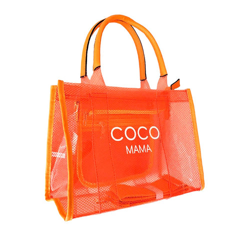  Blu Spot Inc. Coco Mama Translucent Neon Orange Tote / Crossbody