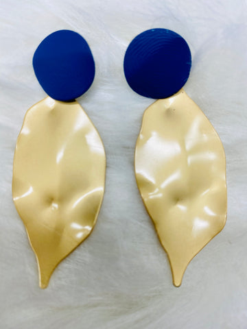  Blu Spot Inc. Blue Metal Leaves Earrings