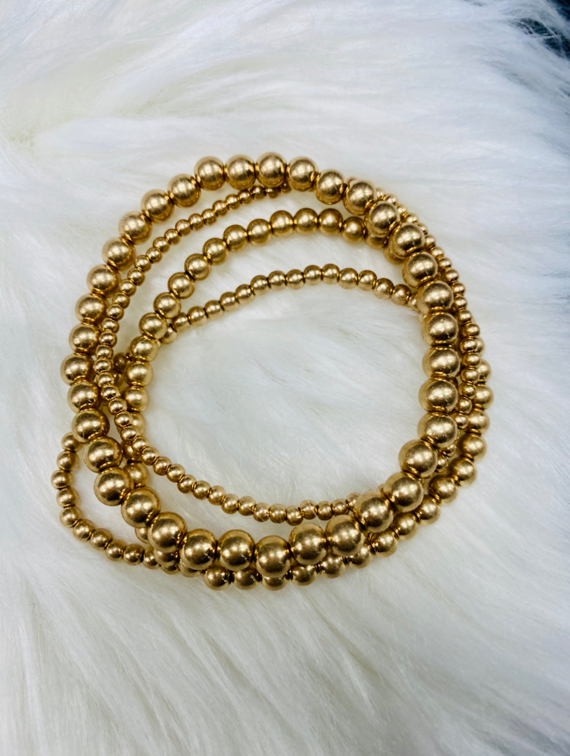 Round Beads Golden Bracelet Set (4 Layers)