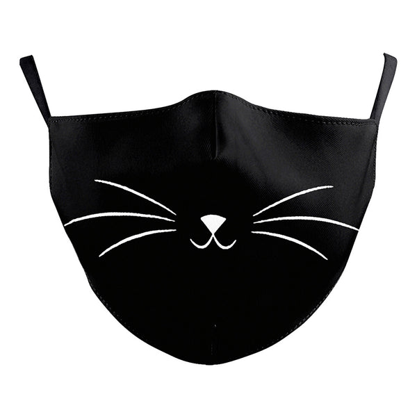 Black Cat Printed Face Mask Cover (Filter Pocket + 1 Filter Included) Blu Spot Inc.