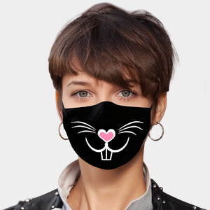 Rabbit Printed Black Face Mask Cover (Filter Pocket + 1 Filter Included) Blu Spot Inc.