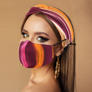 Burgundy Stripes Headband & Cover (Filter Pocket + 1 Filter Included) Blu Spot Inc.