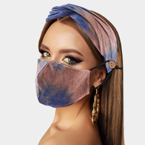  Blu Spot Inc. Tie Dye Blue Headband & Cover (Filter Pocket + 1 Filter Included)