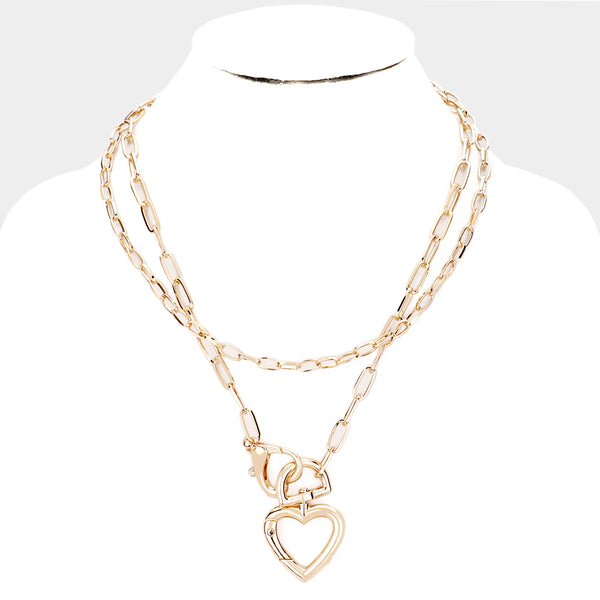 Heart Chain Mask Holder Golden Necklace Blu Spot Inc.