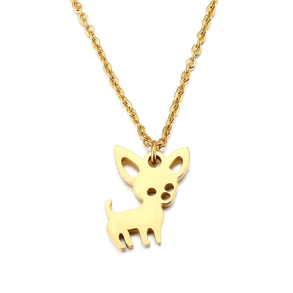Golden Chihuahua Stainless Steel Necklace Blu Spot Inc.