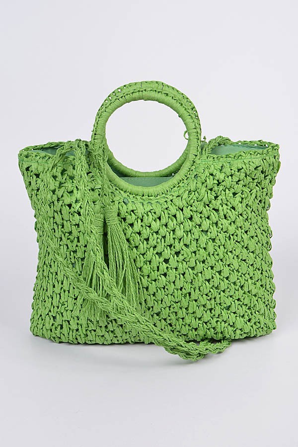 Green Paper Straw Handbag Blu Spot Inc.