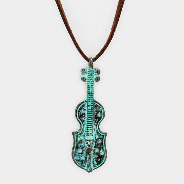 Vintage Violin Suede Necklace Blu Spot Inc.