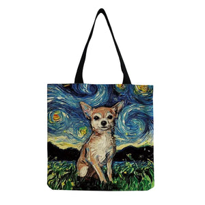 Canvas Artsy Chihuahua Shopping Tote Blu Spot Inc.