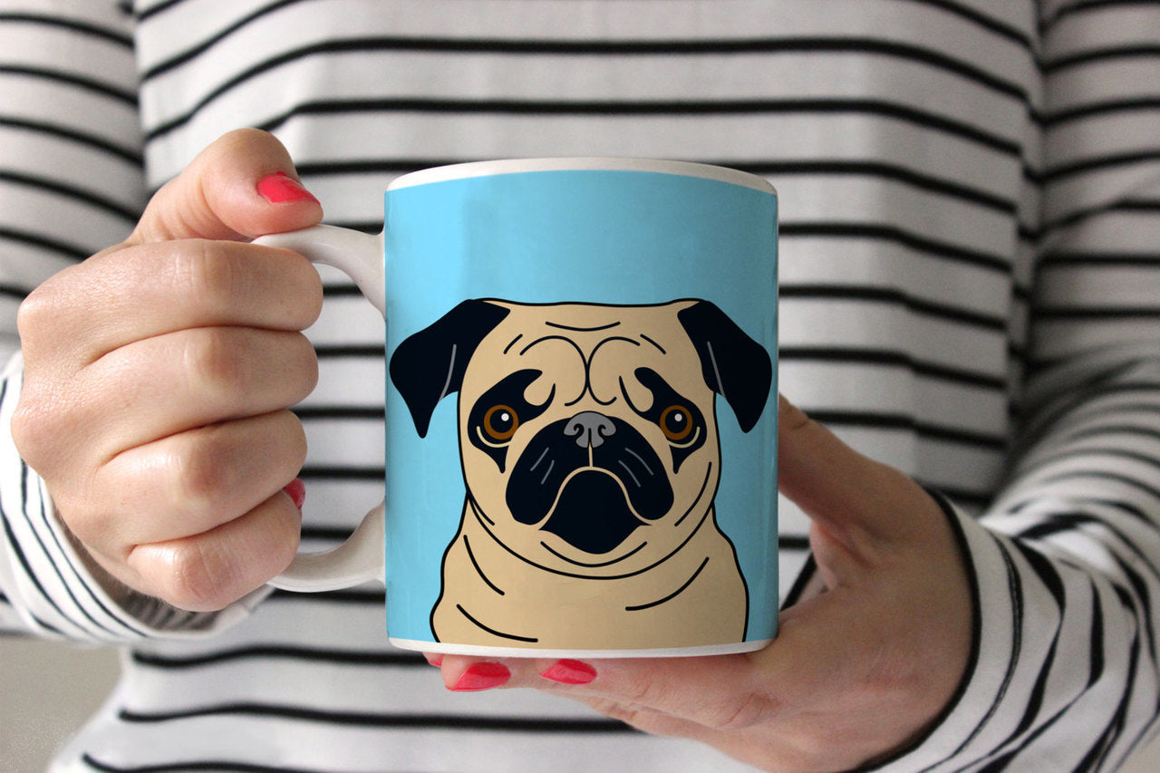 Pug on Blue Mug