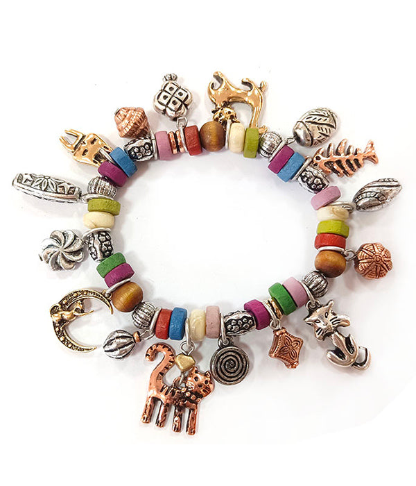 Charms & Beads Cats Stretch Bracelet