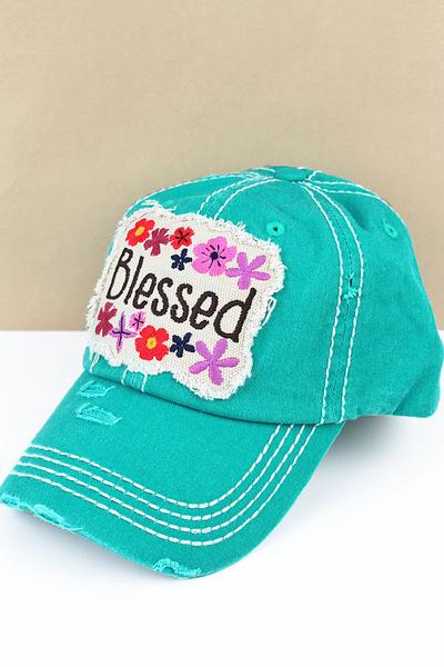 Floral Designer Turquoise Cap Blu Spot Inc.