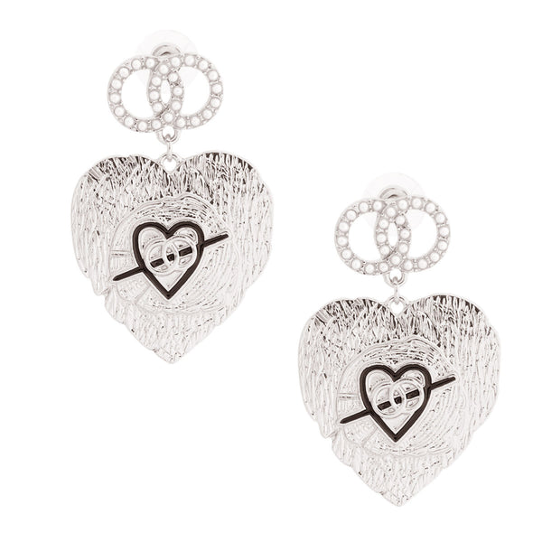 Texture Heart Designer Silver Earrings Blu Spot Inc.